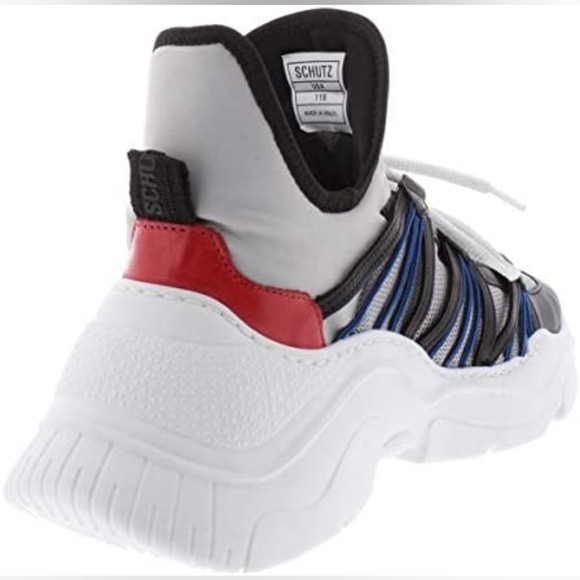 SCHUTZ Anick Silver Black Lace-Up Sneaker Size 8.5 - Picture 3 of 3